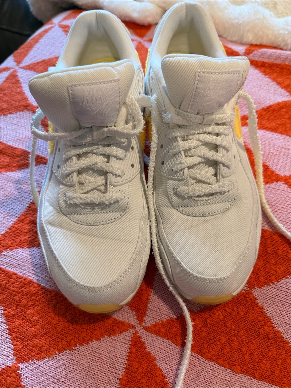 Nike White Low-Top Sneakers with Yellow Toe Accents